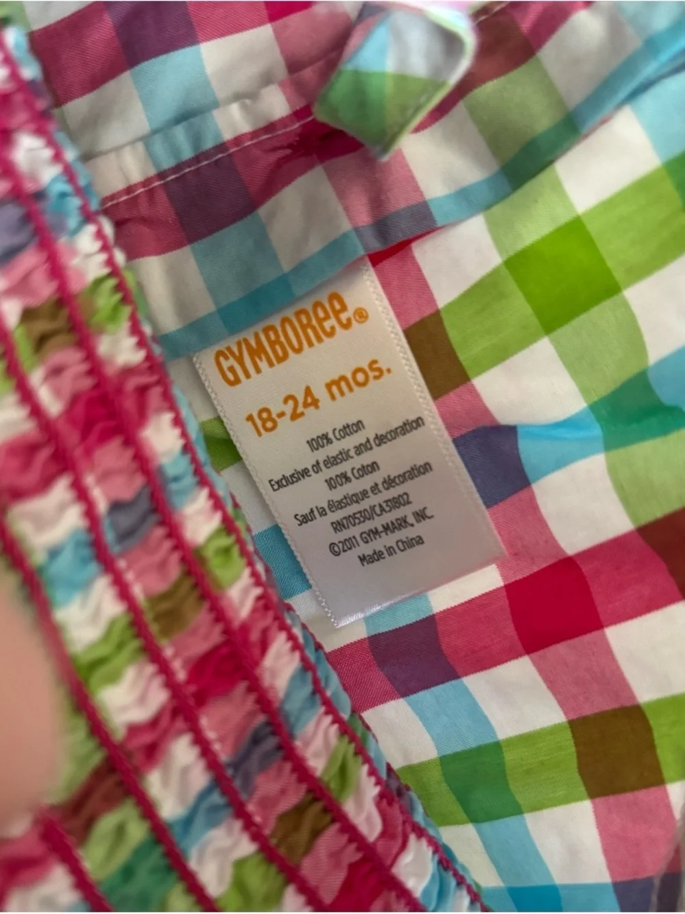 Gymboree Pink Green Blue Plaid Smocked Dress with Ice Cream Applique
